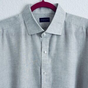 Proper Cloth 100% Linen Luxury Handmade Dress Shirt‎ Beige 17.5 36